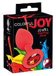 Силіконова анальна пробка з помаранчевим кристалом Colorful Joy Jewel Red Plug Small, фото 6