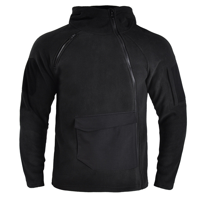 Тактична флісова кофта Han-Wild HW021 Black 3XL тепла чоловіча з капюшоном і кишенями на рукавах 2 шт.