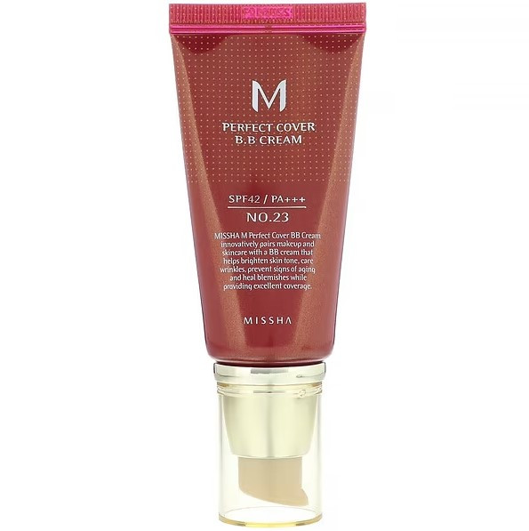 BB-крем, SPF 42 PA+++, відтінок 23 натуральний бежевий, M Perfect Cover Missha, 50 мл