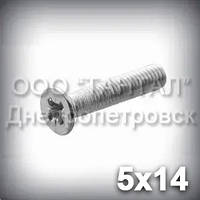 Гвинт М5х14 хрестовий шліц ГОСТ 17475-80 (DIN 965, ISO 7046) оцинкований із потайною головкою