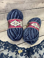 Пряжа для в'язання Alize Superwash comfort socks. 100 г. 420 м. Колір — сіро-синє меланж 7677