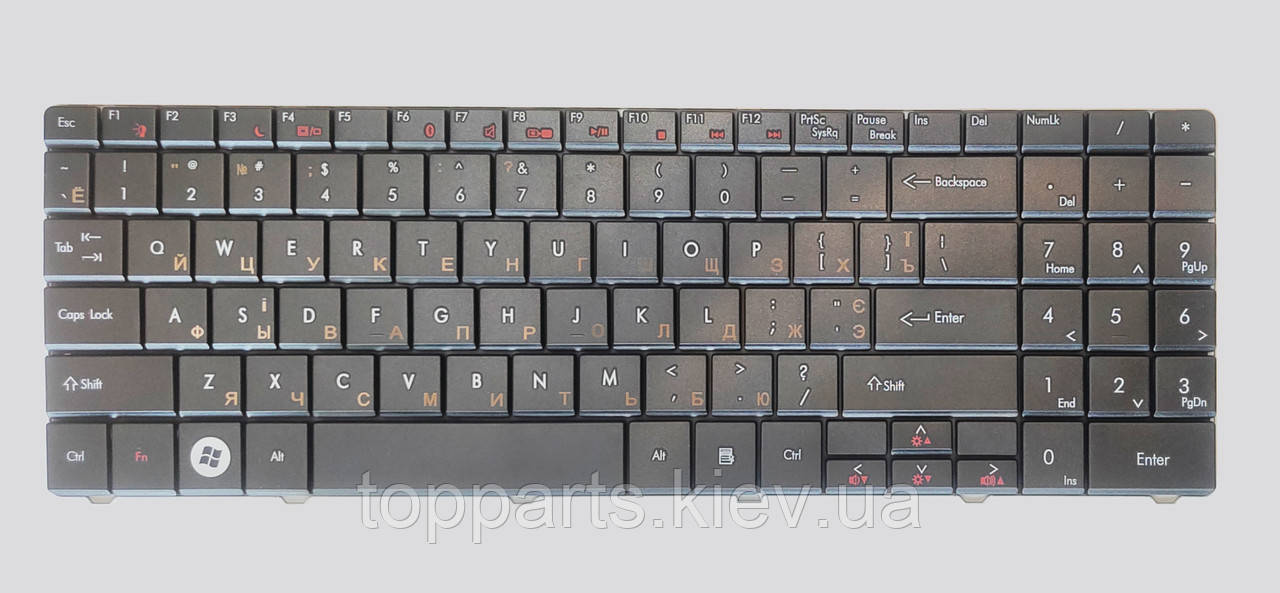 Клавіатура для ноутбуків Gateway NV52, NV53 Packard Bell EasyNote DT85, LJ61, LJ63, LJ65 чорна RU/US