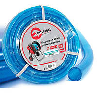 Шланг для води тришаровий, синій, у відрізках по 100м, 12ммx2ммx100м, армований PVC INTERTOOL GE-4057