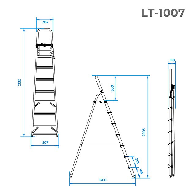 Стремянка из алюминия, 7 ступеней, высота до платформы 1500мм INTERTOOL LT-1007 - фото 7 - id-p1673008930