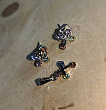 Сріблястий набір: сережки-цвяшки та кулончик "Крістик" з кольоровими фіанітами, фото 6