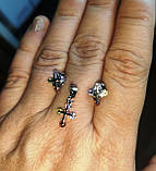 Сріблястий набір: сережки-цвяшки та кулончик "Крістик" з кольоровими фіанітами, фото 10