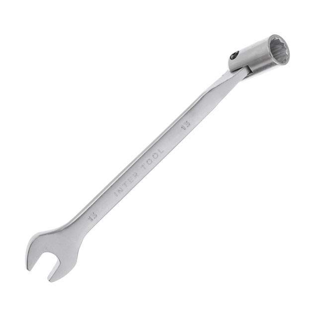 Ключ рожково-накидний шарнірний 13 мм, CrV, покриття сатин-хром INTERTOOL XT-1413 - фото 1 - id-p1673009773