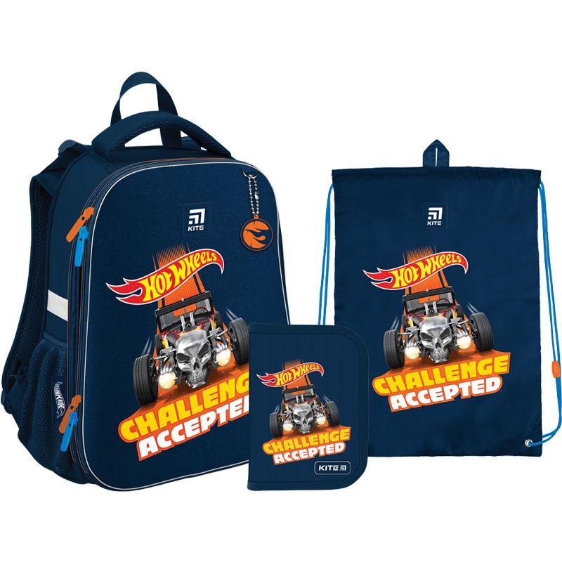 Набір рюкзак Kite + пенал + сумка для взуття SET_HW22-531M Hot Wheels