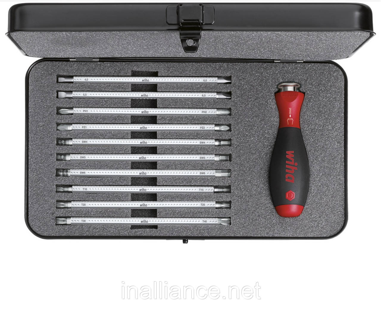 Набір комбінованих жал 11 предметів SL/PH/PZ/TORX®/HEX/Ball end HEX SYSTEM 6 у кейсі Wiha 00623