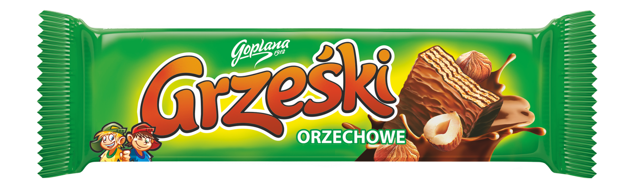 Вафлі хрусткі з горіховим кремом у молочному шоколаді Grześki в упаковці 36 г*36 шт TM Goplana Польша