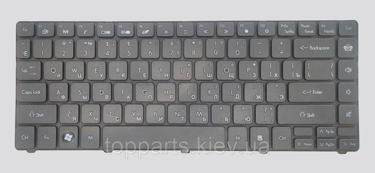 Клавіатура для ноутбуків Gateway NV49C, Packard Bell EasyNote NM85, NM87 чорна RU/US