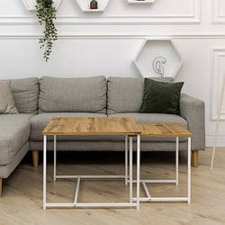 Журнальний столик Квадро набір з 2 шт. білий дуб