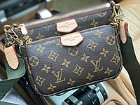Коричневая кожаная сумка Louis Vuitton 3 в 1