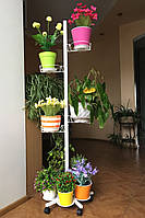 Підставка для квітів BeStand «ЄВА 120 з рухомими кошиками" висота 126 см, колір білий.