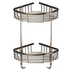 Поличка в душову SS8488-кутова Подвійна НЕРЖ-SUS304-(200*200*425мм)-(Globus Lux)