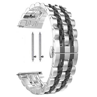 Браслет (7 ланок) ремінець для Huawei Watch GT 2 46mm / GT 2 Pro / GT 3 / 3 Pro / GS Pro срібно-чорний