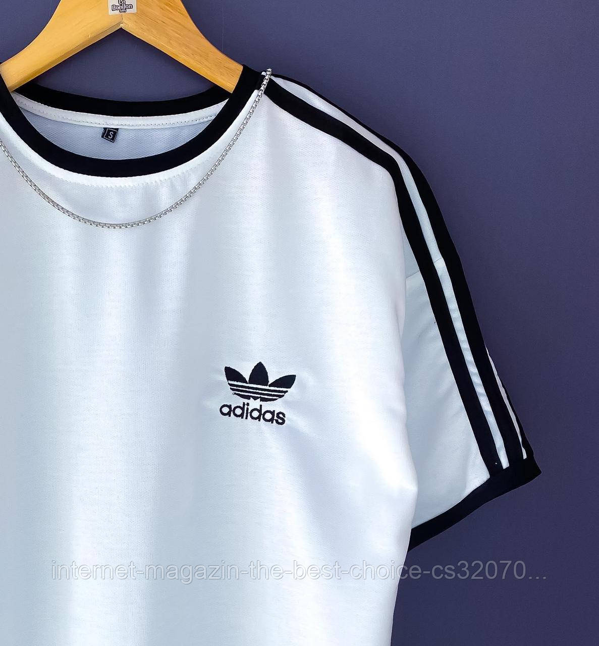 Футболка мужская Adidas/Адидас белая оверсайз р.S-3XL - фото 6 - id-p1673120796