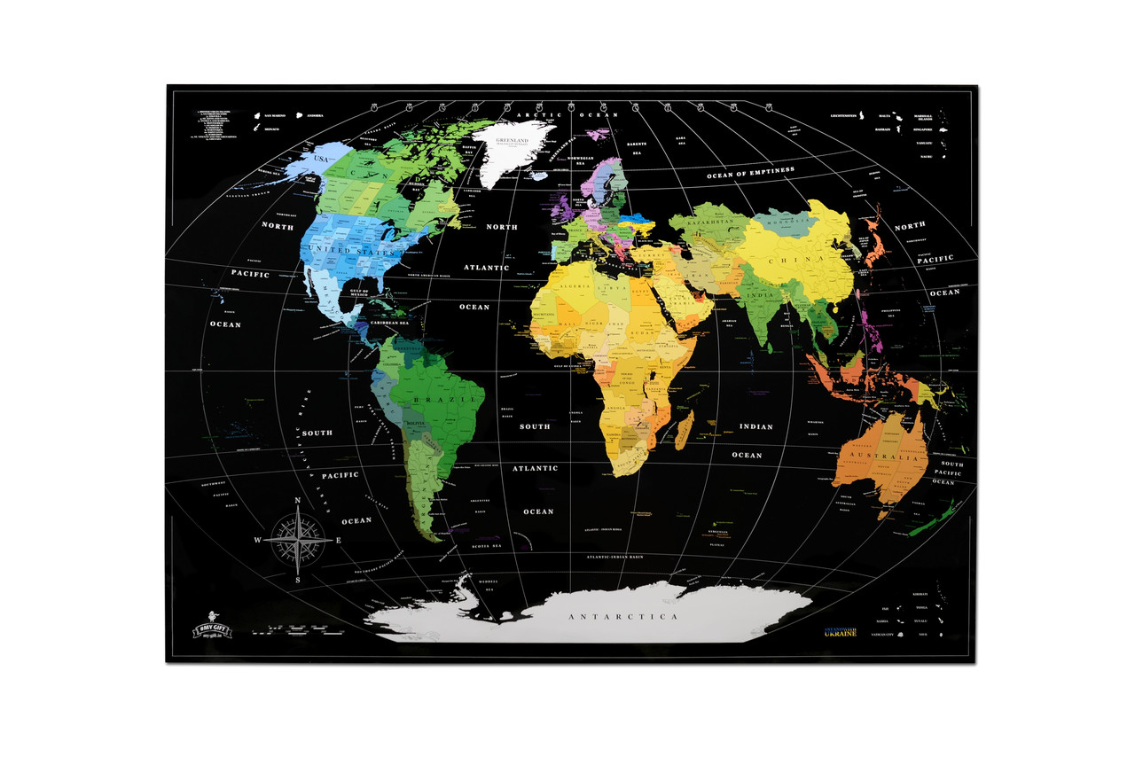 Cкретч карта мира (без россии, беларуси) "My Map Perfect World" Black map ENG, карта путешествий подарок (ZK) - фото 3 - id-p1673127582