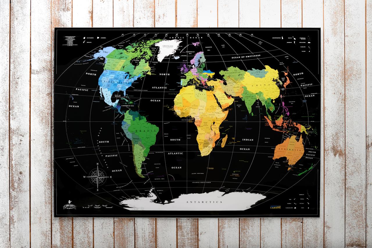 Cкретч карта мира (без россии, беларуси) "My Map Perfect World" Black map ENG, карта путешествий подарок (ZK) - фото 10 - id-p1673127582