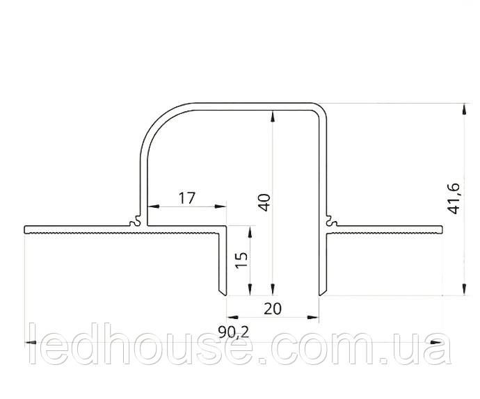 Профіль тіньового шва 20 мм (Роздільний) з каналом для LED Стрічки
