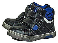 Демисезонные ботинки хайтопы для мальчика утепленные флис Том М 3041 черные. Размер 27