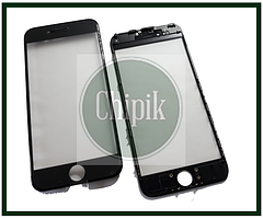 Скло для переклейки дисплея Apple iPhone 6S c пластиковой рамкой и OCA пленкой, Черное