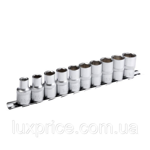 Набір голівок, 1/2" - 8,10,12,13,14,15,16,17,18,19 мм CrV. 10 од. INTERTOOL ET-6012    Luxprice, фото 1