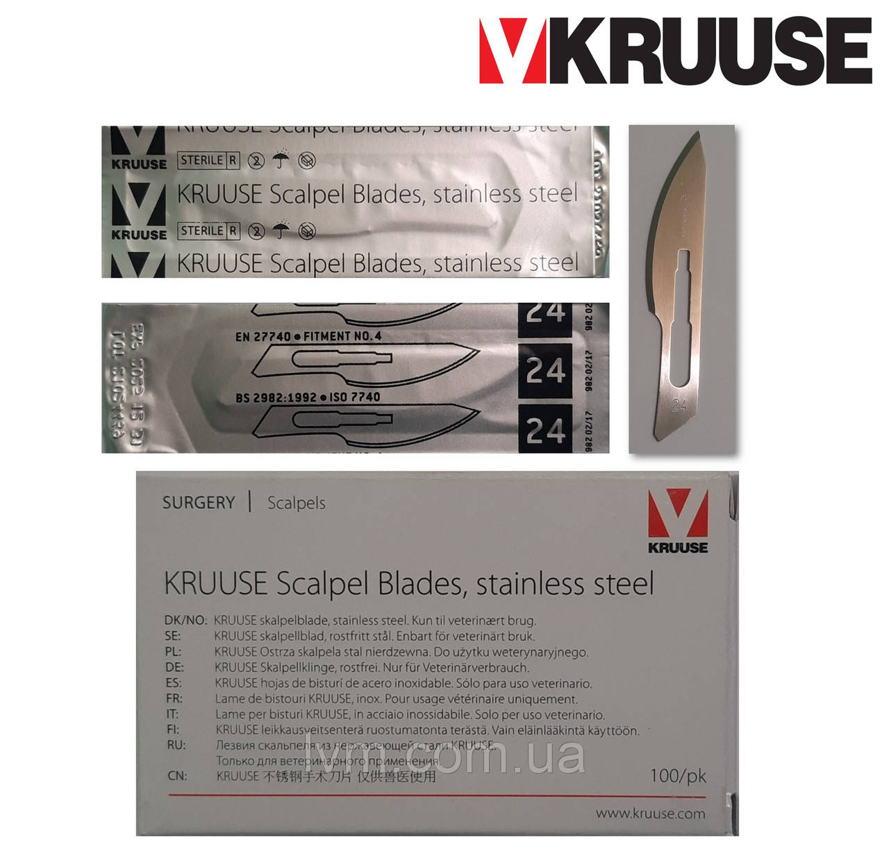 Лезо скальпеля №24 (100шт) KRUUSE