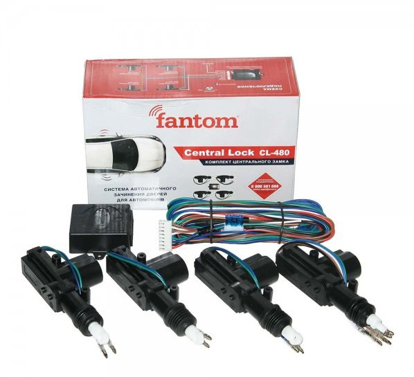 Центральні замки набор 4шт. (1шт. 5-пров. + 3шт. 2-пров.) без брелка Fantom CL-480, фото 1