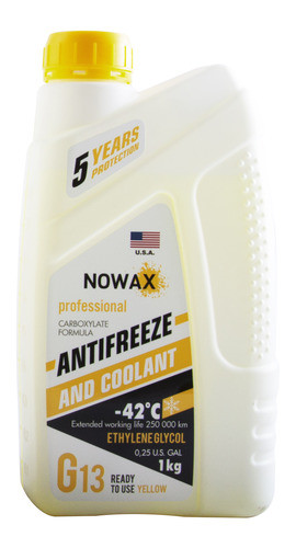 Антифриз 1kg жовтий -42°С G13 NX01012 Nowax, фото 1