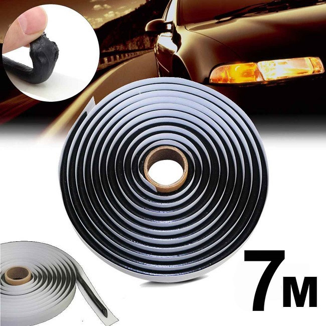Клей  для скла та фар  чорний   Ø 9мм х 7м  CTK Butyl headlight cord / бутил каучук, фото 1