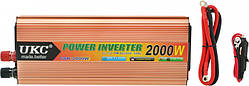 Перетворювач інвертор напруги   12V-220V/2000W/USB+прикурка UKC SSK Black