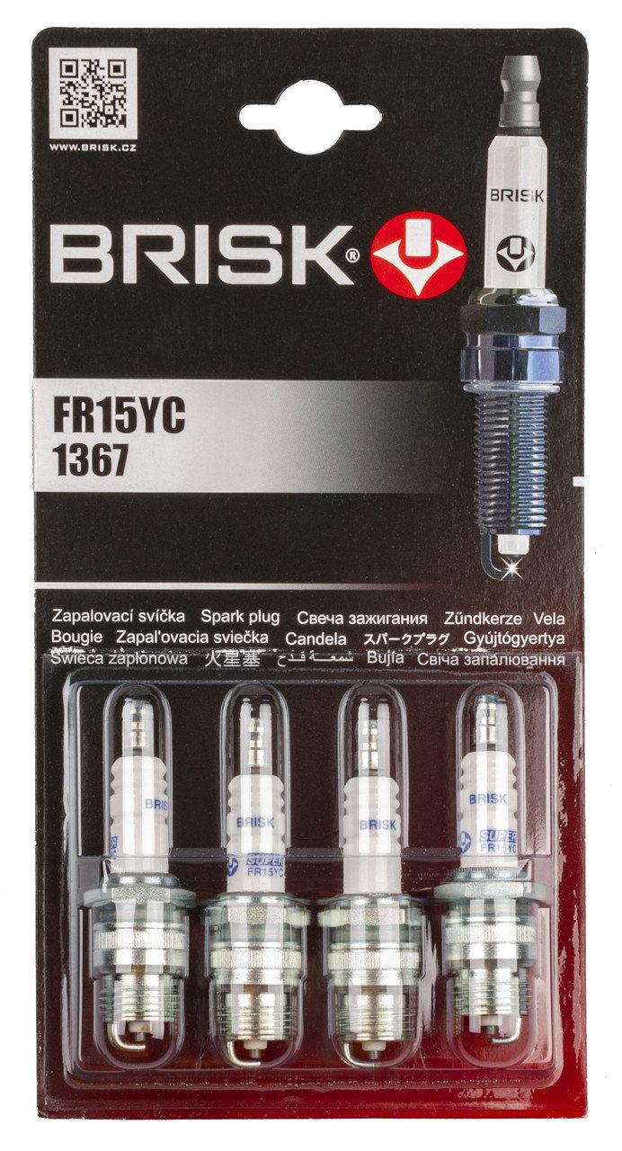 Свічки запалювання Brisk - FR15YC.4B SUPER Зазор-0.8мм,ключ-21 (Ford,ГАЗ)   (1367) блистер, фото 1