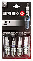 Свічки запалювання Brisk - FR15YC.4B SUPER Зазор-0.8мм,ключ-21 (Ford,ГАЗ)   (1367) блистер
