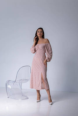 Витончене плаття "441", розміри 44,46,48,50. беж