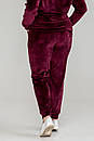 Жіночий спортивний велюровий костюм з капюшоном великий розмір 50 56 Ельза бордо, фото 4