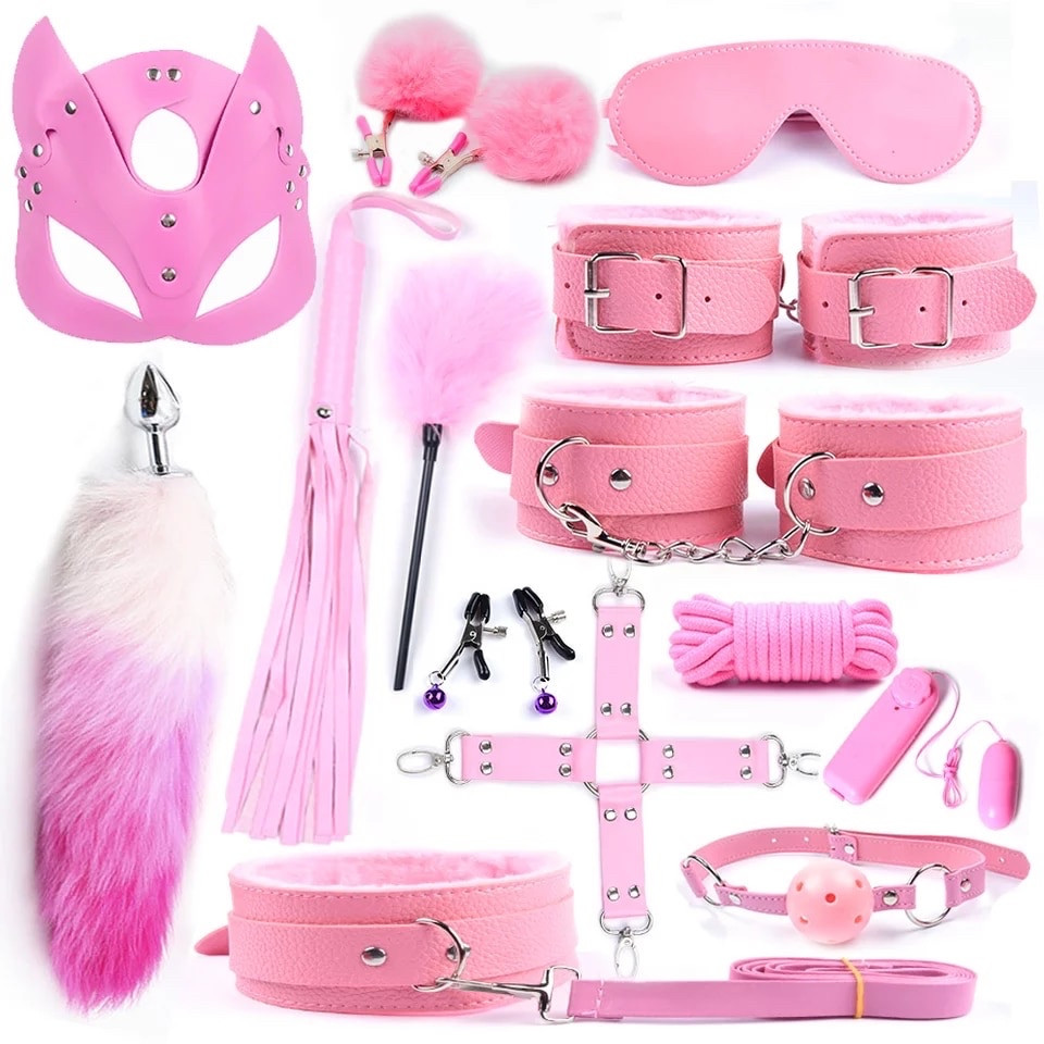 14 предметів для ролевих ігор рожевий фетиш Бдсм анальна корка наручники кляп віброяйце