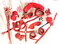 БДСМ набір 14 предметів для рольових ігор червоний фетіш анальний корок наручники кляп віброяйцо, фото 8