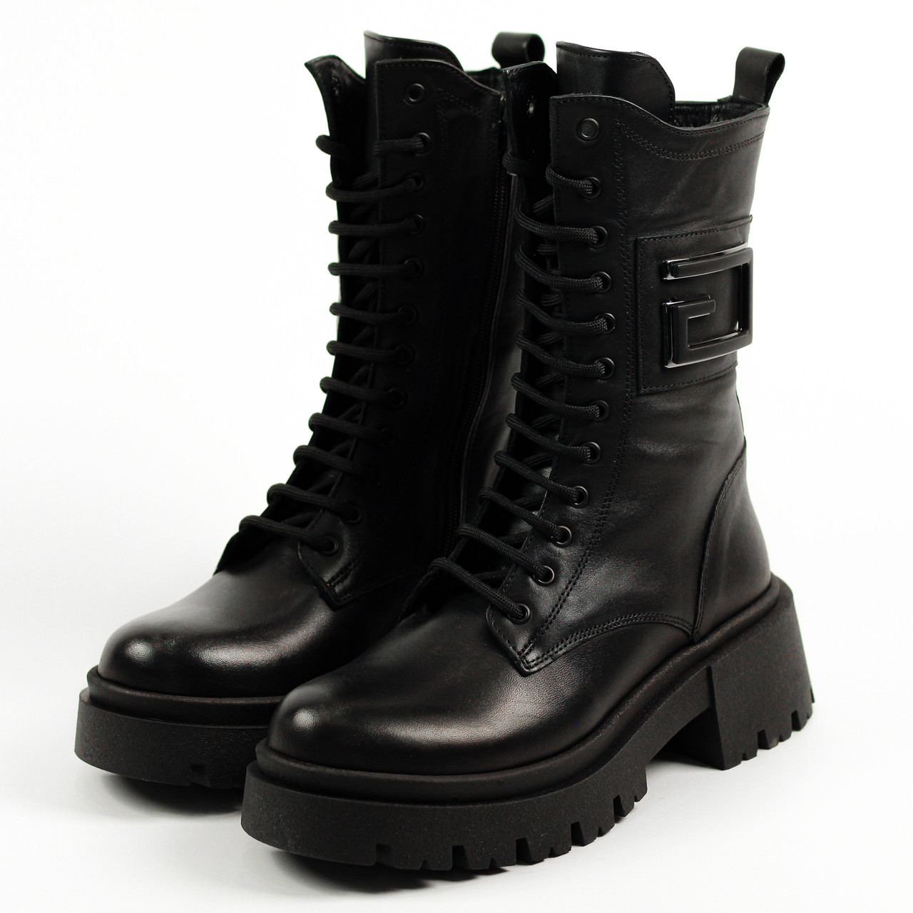 Черевики високі Evromoda 64550 38 Чорні шкіра 36