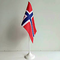 Флажок (прапорець) Норвегии на подставке , полиэстер , 14*23 см.