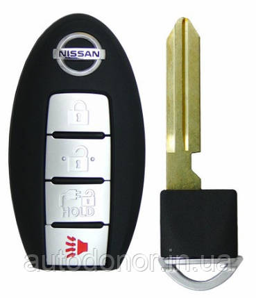 Ключ smart key на 4 кнопки, ID 4A, 433 MHz, CWTWB1G0168 Nissan Leaf ZE1 (18-) 285E3-5SA1A, фото 1