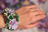 "Сукуленти" авторський браслет з квітами ручної роботи, фото 3