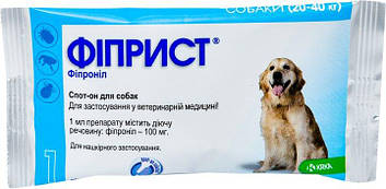 Фіприст, Fiprist спот он, від бліх та кліщів для собак 20-40кг, 268 мг / 2,68 мл 1 піпетка KRKA