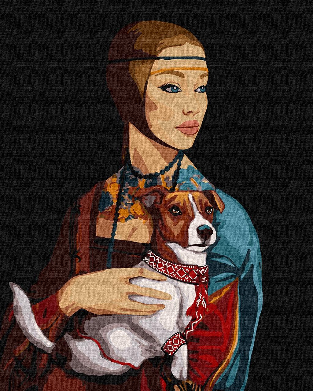 Картина за номерами Українка за собакою  40*50 см Ідейка KHO 4929, фото 1