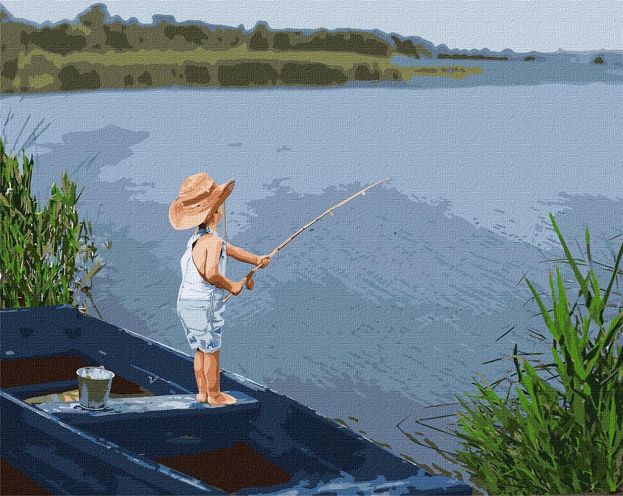 Картина за номерами Перша риболовля  40*50 см Ідейка KHO 4930, фото 1