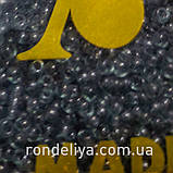 Бісер калібрований дрібний чорний з зеленим прозорий, фото 2