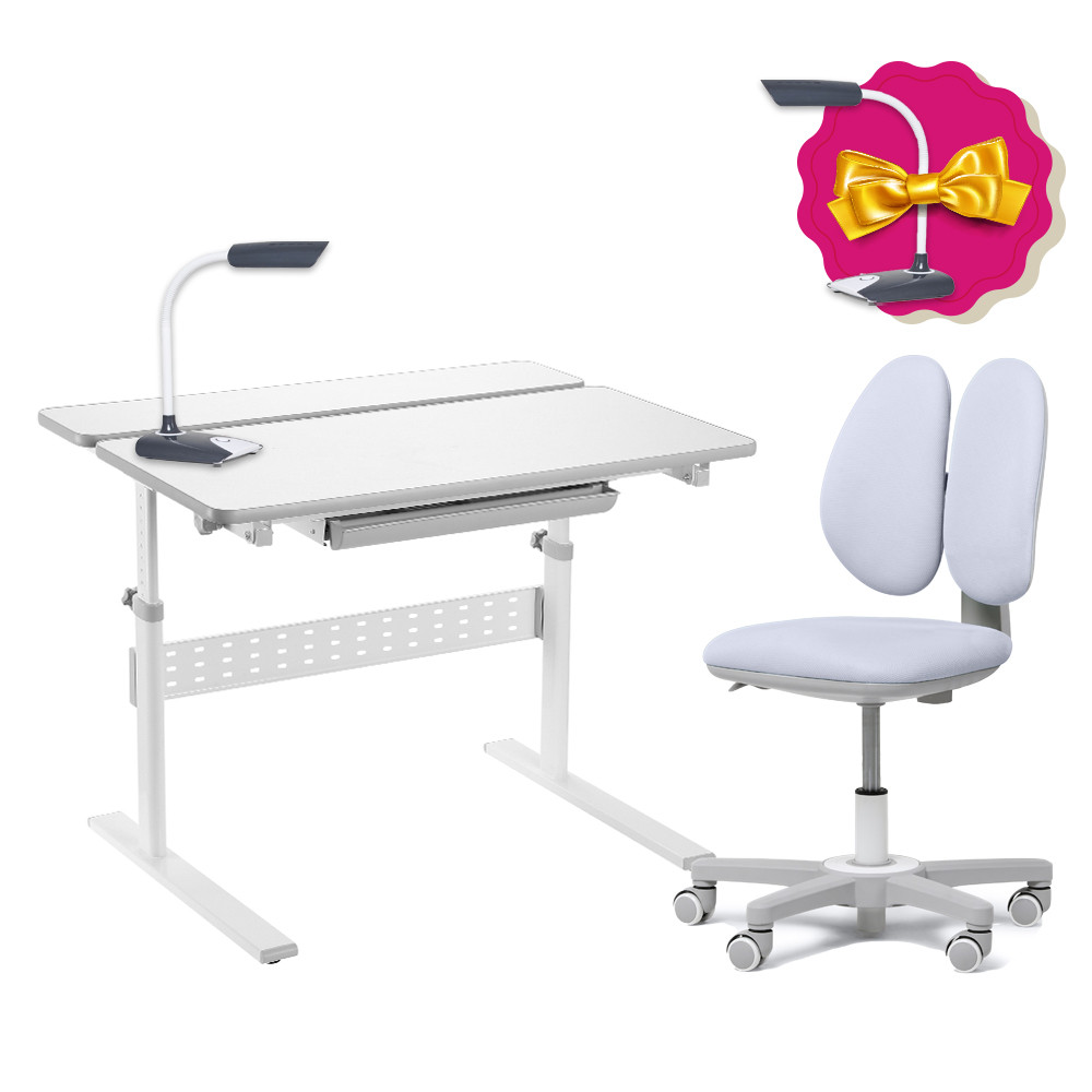 Комплект для школяра парта Fundesk Colore Grey + крісло Fundesk Mente Grey