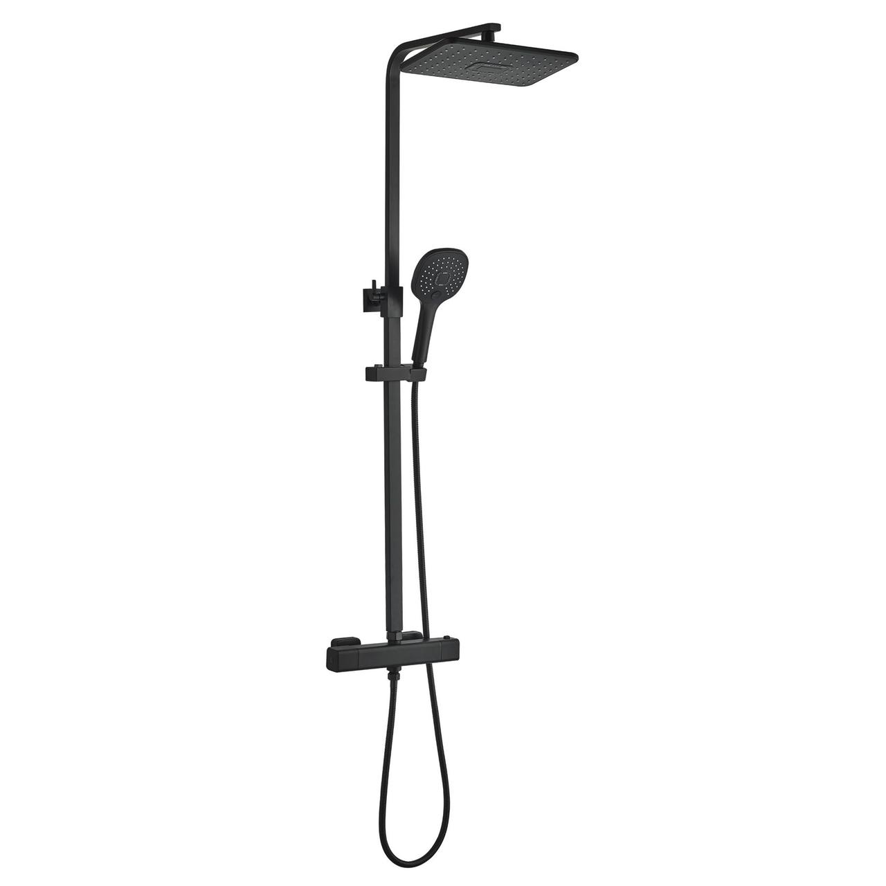 Душова система термостатична GLux Termostatic Q GLQ-0040T-BB Чорний матовий, фото 1