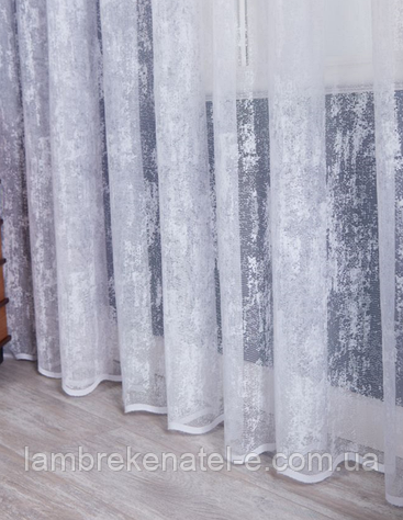 Тюль мармур білий із візерунком у зал кухню, Туреччина