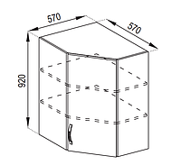 Кухня Оля верхняя угловая секция 57×57 корпус ДСП фасад МДФ пленочный высота 720 мм (Світ Меблів ТМ) 57*57 (h-920)